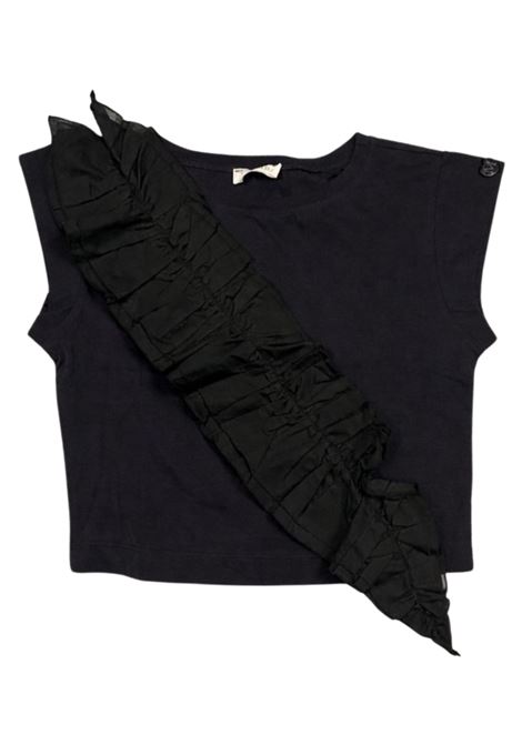 Blusa bambina nera in cotone Monnalisa | 17E6025202/ANNERO