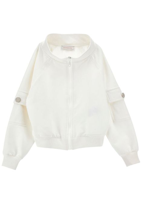 Felpa bambina bianca in cotone Monnalisa | 17E8015030/ANBIANCO