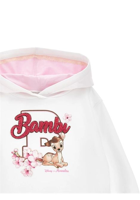Felpa bambina bianca in cotone Monnalisa | 19E6005003/ANBIANCO