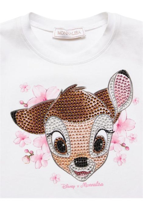 White cotton T-shirt for girls Monnalisa | 19E6075001/ANBIANCO