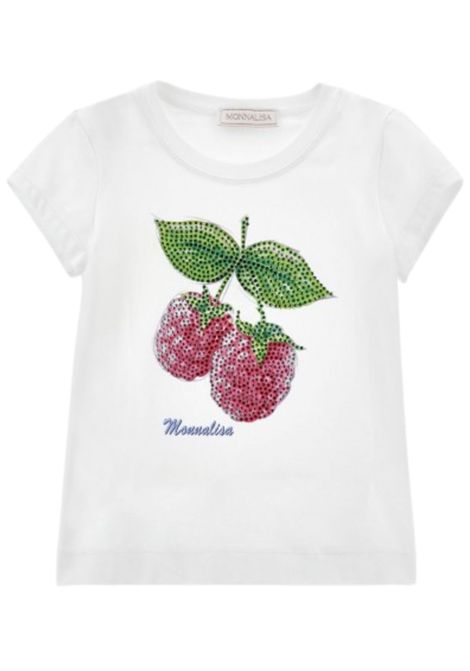 White cotton T-shirt for girls Monnalisa | 19E6175001/ANBIANCO