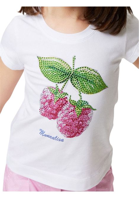 White cotton T-shirt for girls Monnalisa | 19E6175001/ANBIANCO