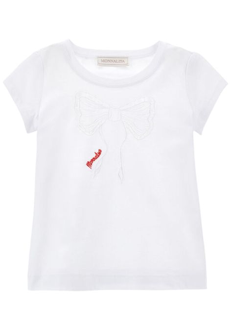White cotton T-shirt for girls Monnalisa | 19E6245011/ANBIANCO