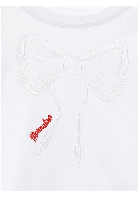 White cotton T-shirt for girls Monnalisa | 19E6245011/ANBIANCO