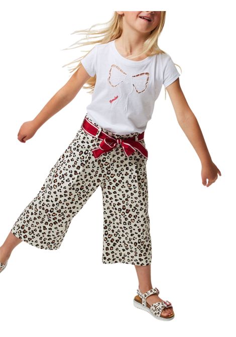 White cotton T-shirt for girls Monnalisa | 19E6245011/ANBIANCO
