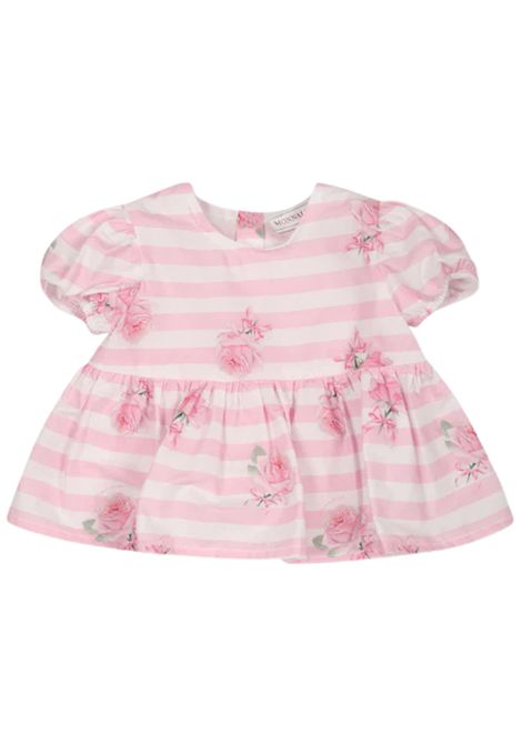 Top neonata bianco/rosa in cotone Monnalisa | 31E3005650/ANBIANCO/ROSA