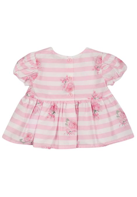 Top neonata bianco/rosa in cotone Monnalisa | 31E3005650/ANBIANCO/ROSA