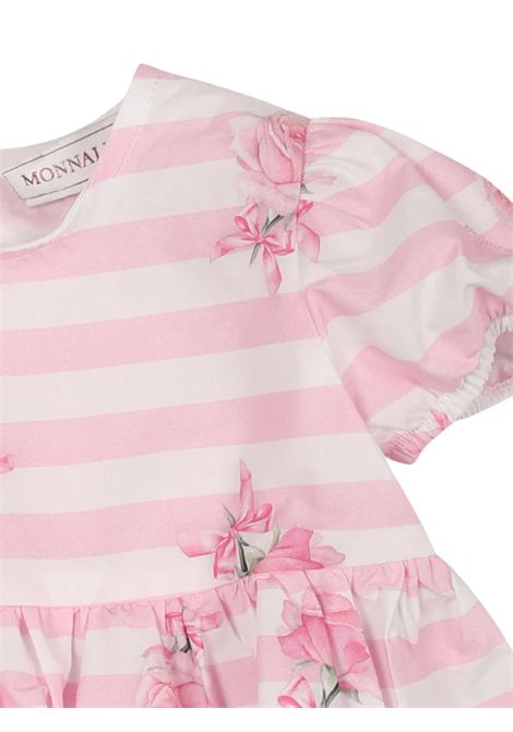 Top neonata bianco/rosa in cotone Monnalisa | 31E3005650/ANBIANCO/ROSA