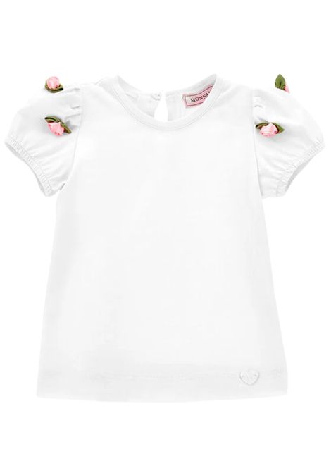 T-shirt neonata bianca in cotone Monnalisa | 31E6045203/ANBIANCO