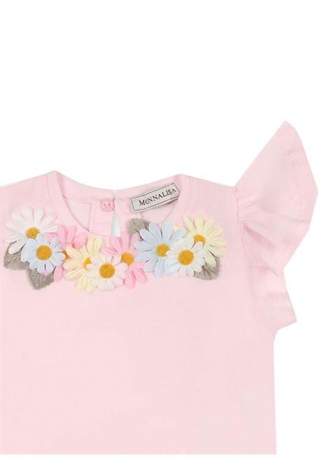 T-shirt neonata rosa in cotone Monnalisa | 31E6135202/ANROSA