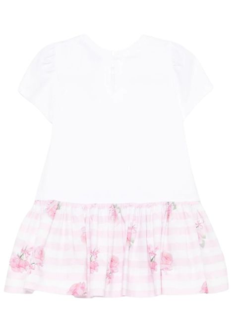 Abito neonata bianco/rosa in cotone Monnalisa | 31E9005202/ANBIANCO/ROSA
