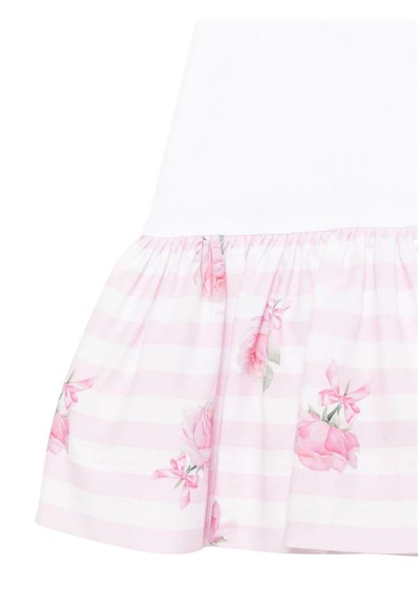 Abito neonata bianco/rosa in cotone Monnalisa | 31E9005202/ANBIANCO/ROSA