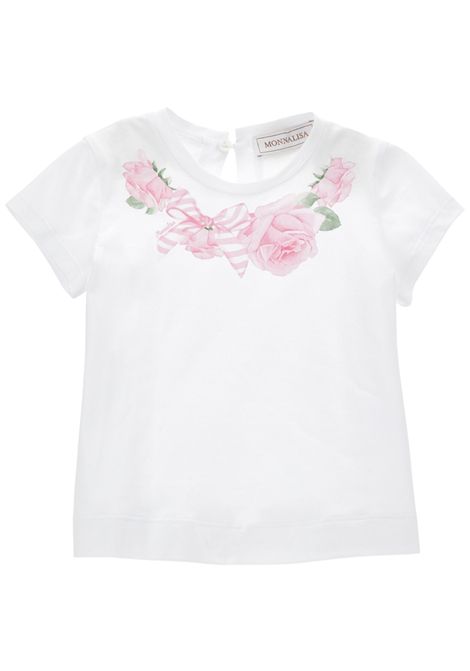 T-shirt neonata bianca in cotone Monnalisa | 39E6015015/ANBIANCO