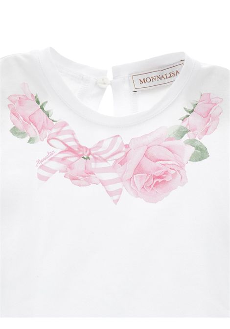 T-shirt neonata bianca in cotone Monnalisa | 39E6015015/ANBIANCO