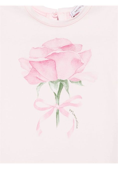T-shirt neonata rosa in cotone Monnalisa | 39E6025015/ANROSA
