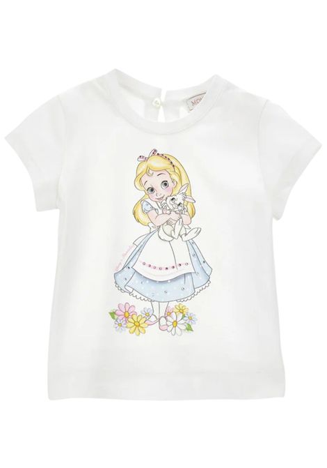 T-shirt neonata bianca in cotone Monnalisa | 39E6145002/ANBIANCO