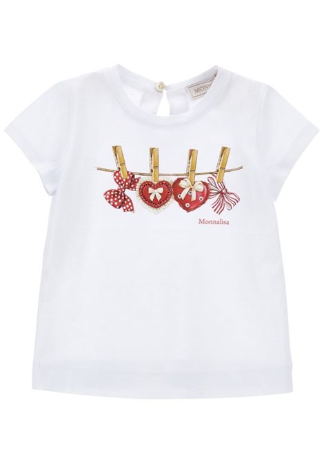 T-shirt neonata bianca in cotone Monnalisa | 39E6185011/ANBIANCO