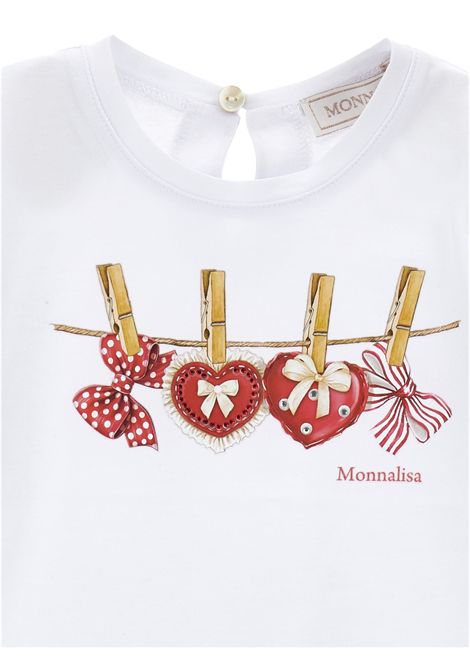 T-shirt neonata bianca in cotone Monnalisa | 39E6185011/ANBIANCO