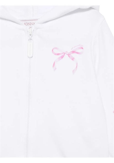 Felpa neonata bianca in cotone Monnalisa | 39E8005003/ANBIANCO