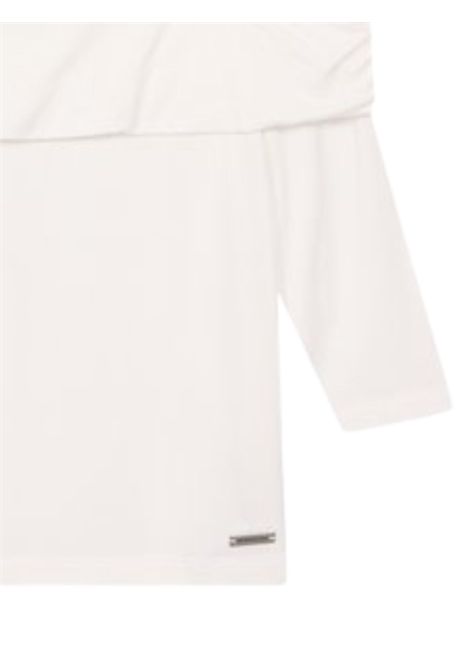 White modal T-shirt for girls Monnalisa | 41E6025211/ANBIANCO