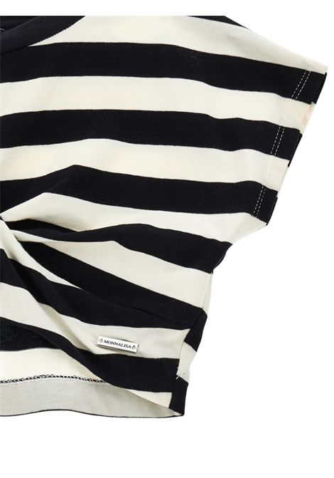 Girls' black/white cotton T-shirt Monnalisa | 41E6065215/ANBIANCO/NERO