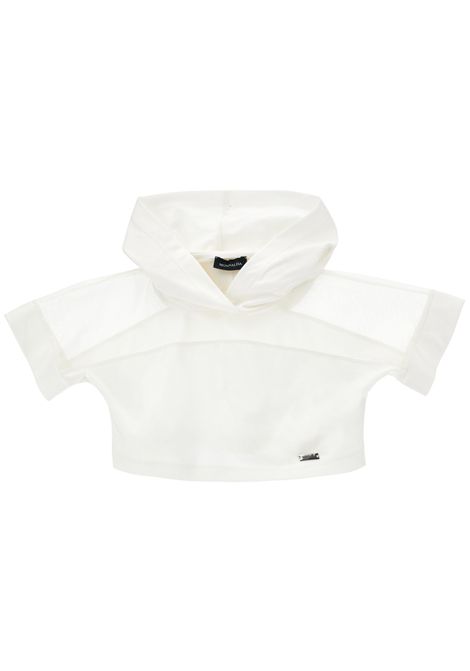 White viscose T-shirt for girls Monnalisa | 41E6115208/ANBIANCO