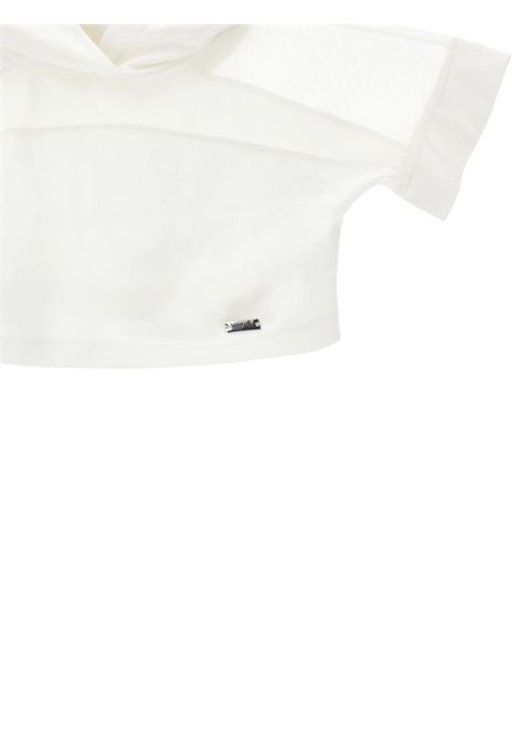 White viscose T-shirt for girls Monnalisa | 41E6115208/ANBIANCO