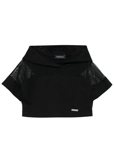 Black viscose T-shirt for girls Monnalisa | 41E6115208/ANNERO