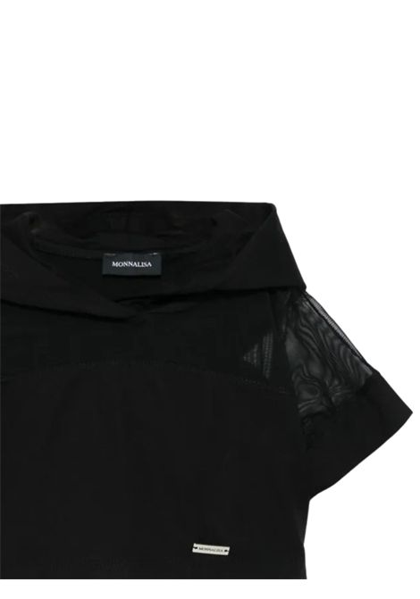 Black viscose T-shirt for girls Monnalisa | 41E6115208/ANNERO
