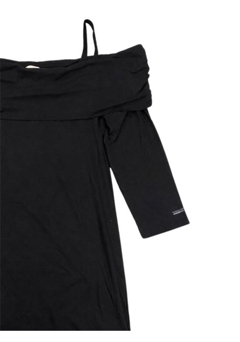 Abito bambina nero in cotone Monnalisa | 41E9095202/ANNERO