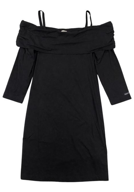 Abito bambina nero in cotone Monnalisa | 41E9095202/ANNERO