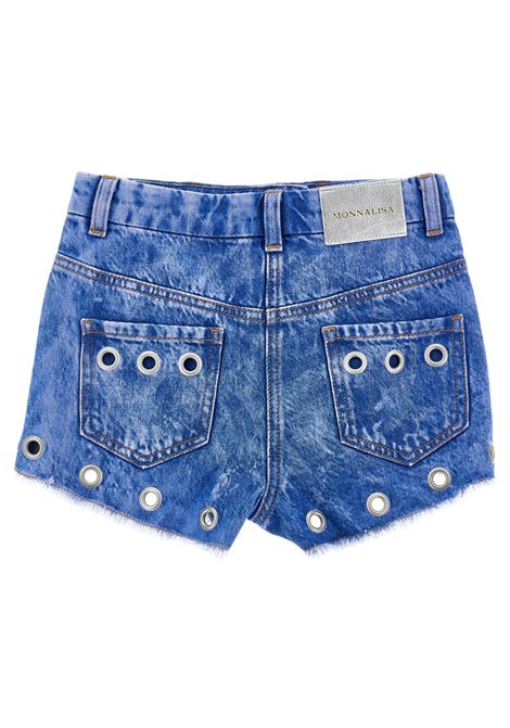 Shorts bambina in cotone denim Monnalisa | 49E4035041/ANDENIM
