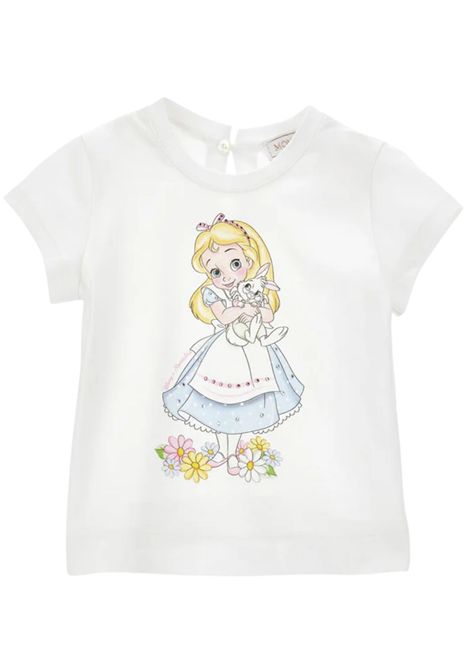 T-shirt neonata bianca in cotone Monnalisa | 50020099/MABIANCO