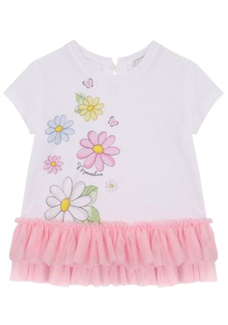 T-shirt neonata bianca in cotone Monnalisa | 50029990/MABIANCO