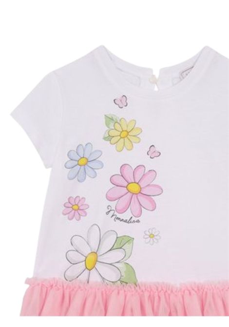 T-shirt neonata bianca in cotone Monnalisa | 50029990/MABIANCO
