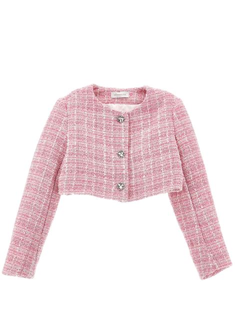 Pink cotton jacket for girls Monnalisa | 71E1035312/ANROSA