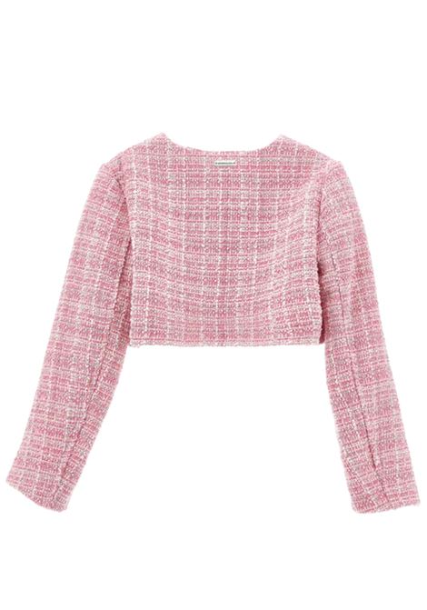 Pink cotton jacket for girls Monnalisa | 71E1035312/ANROSA