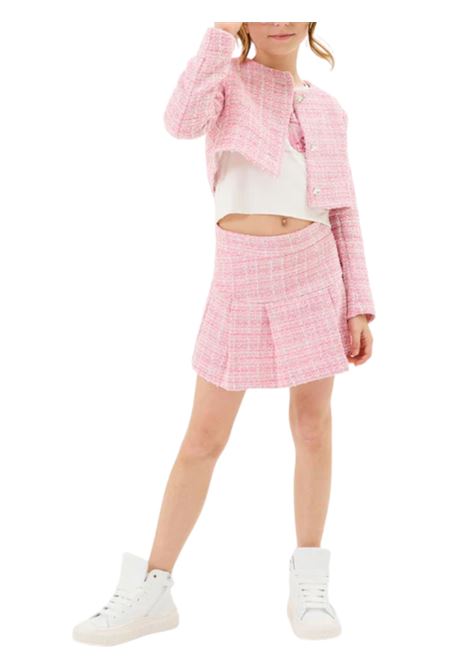 Pink cotton jacket for girls Monnalisa | 71E1035312/ANROSA