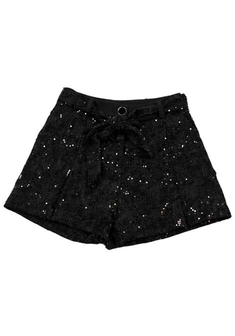 Shorts bambina nero con paillettes Monnalisa | 71E4065970/ANNERO