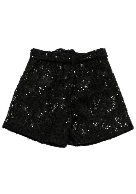 Shorts bambina nero con paillettes Monnalisa | 71E4065970/ANNERO