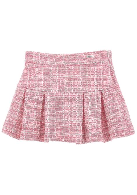Pink cotton skirt for girls Monnalisa | 71E7035312/ANROSA