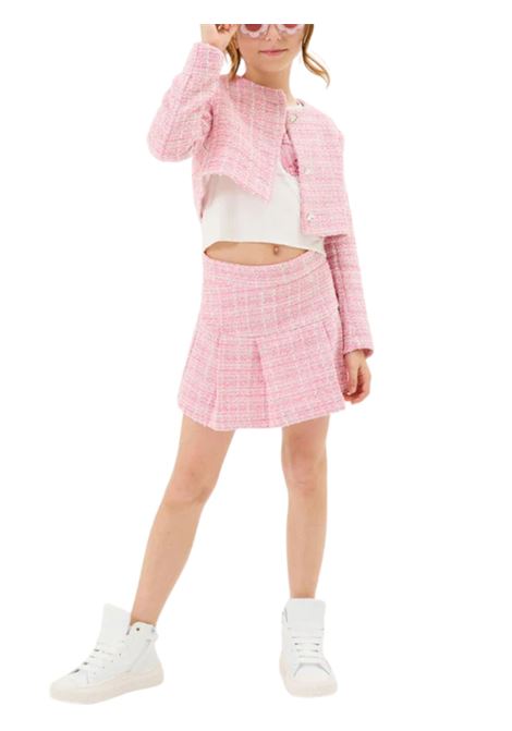 Pink cotton skirt for girls Monnalisa | 71E7035312/ANROSA