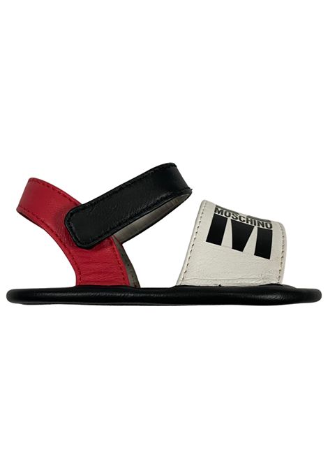 Sandalo neonato nero in pelle Moschino | 80383/PIANERO