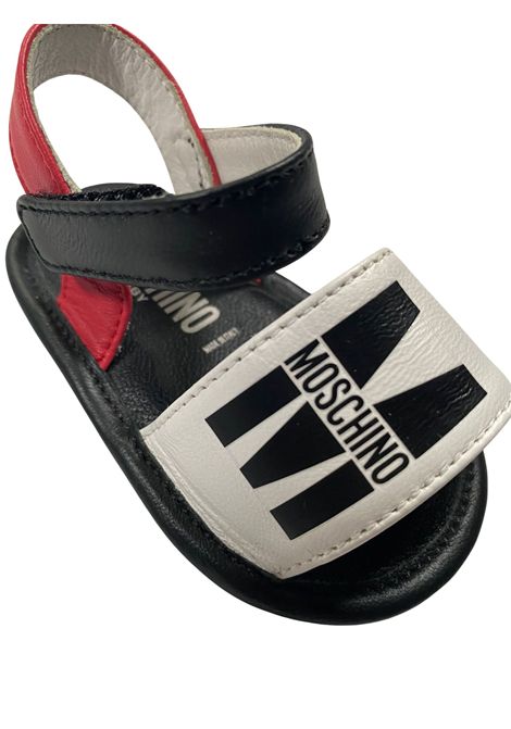 Sandalo neonato nero in pelle Moschino | 80383/PIANERO
