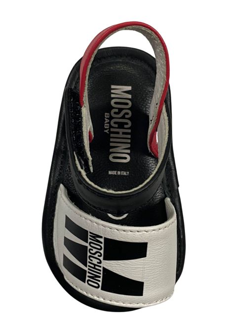 Sandalo neonato nero in pelle Moschino | 80383/PIANERO