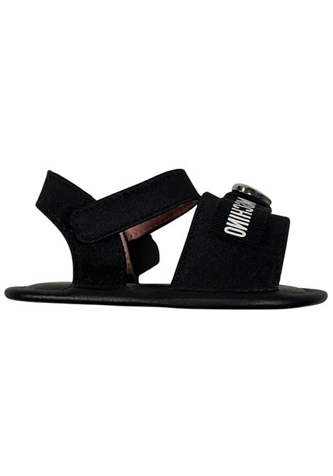 Black leather baby sandal Moschino | 80385/PIANERO