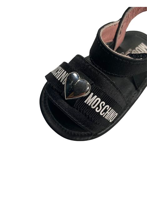 Black leather baby sandal Moschino | 80385/PIANERO