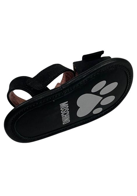 Black leather baby sandal Moschino | 80385/PIANERO