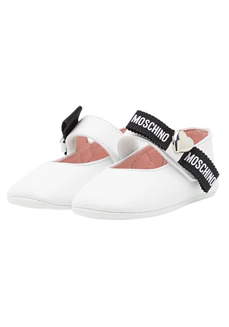 Ballerina neonata bianca in pelle Moschino | 80388/PIABIANCO