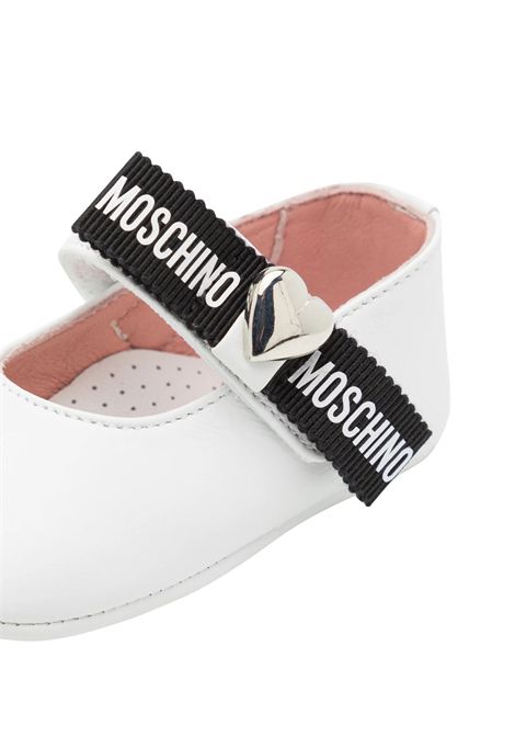 Ballerina neonata bianca in pelle Moschino | 80388/PIABIANCO